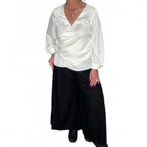 NEW BEFORE YOU COLLECTION satin v-neck top in ivory